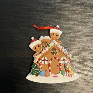 Christmas Ornament Holiday Two Gingerbread With House Can Be Personalized